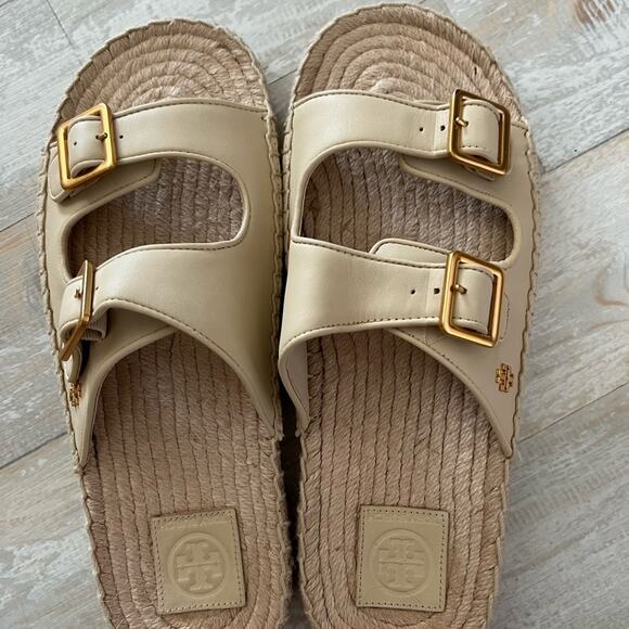 Tory Burch Shoes - Tory Burch Gold Espadrille Selby Sandals size 9.5
